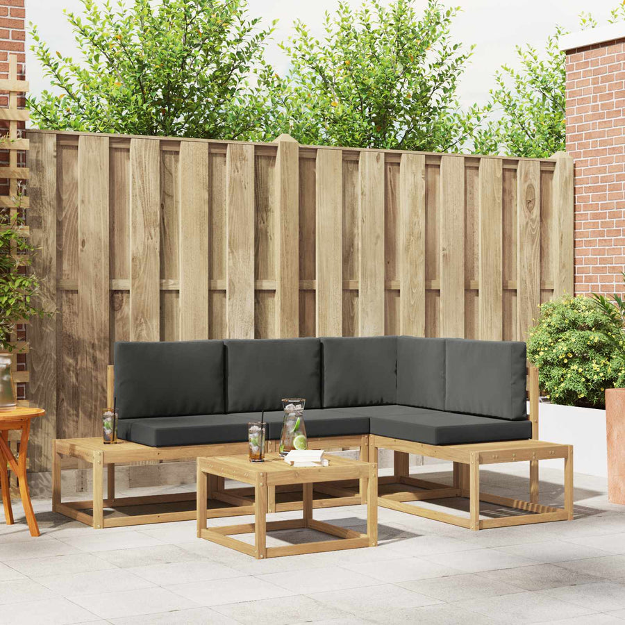 Buiten bankenset 4 Stuk Wit en antracietkleurig Polyester