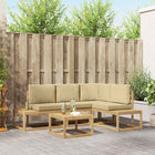 Outdoor Sofa Set 4 Pieces White and Beige Polyester