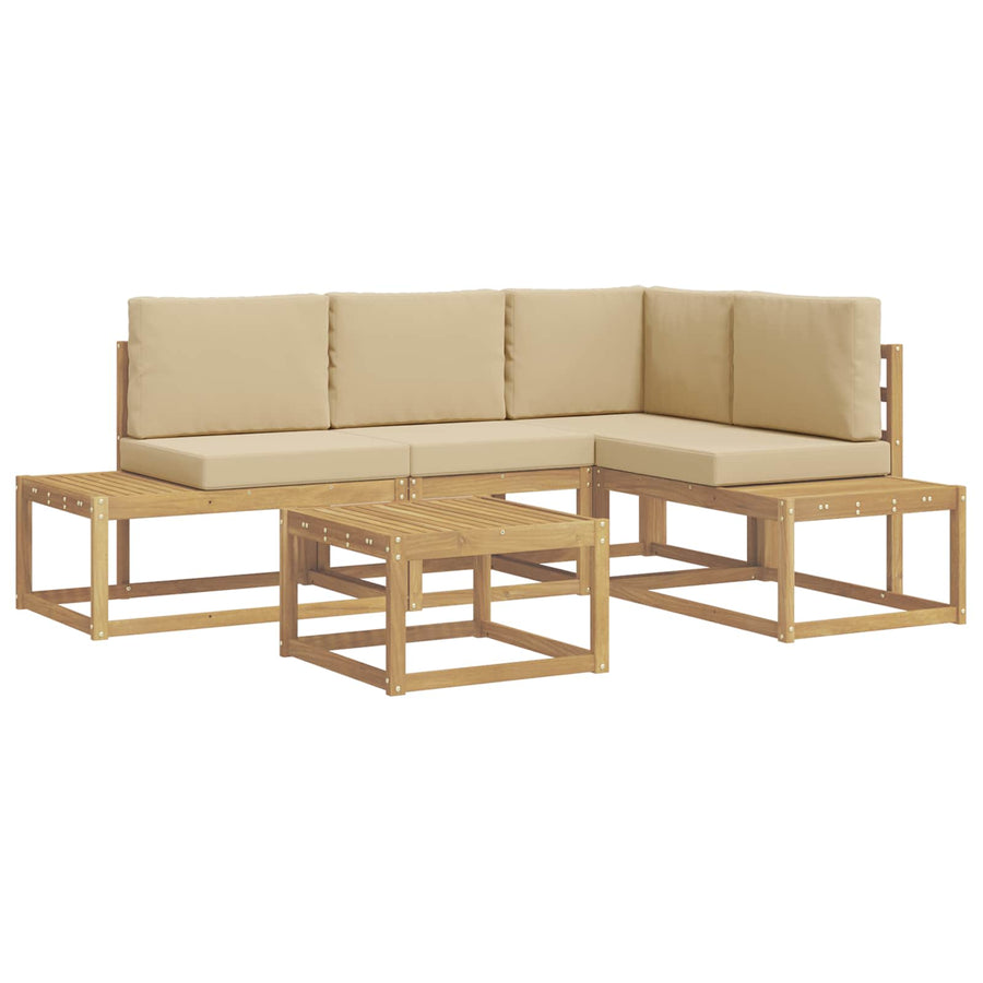Buiten bankenset 4 Stuk Wit en Beige Polyester