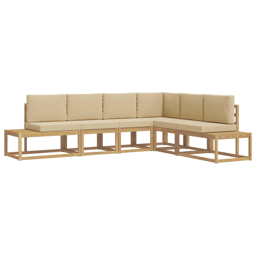 Buiten bankenset 4 Stuk Wit en Beige Polyester