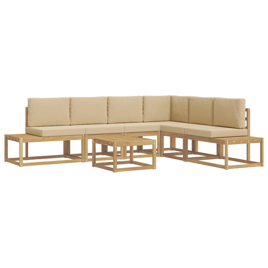 Buiten bankenset 5 Stuk Wit en Beige Polyester