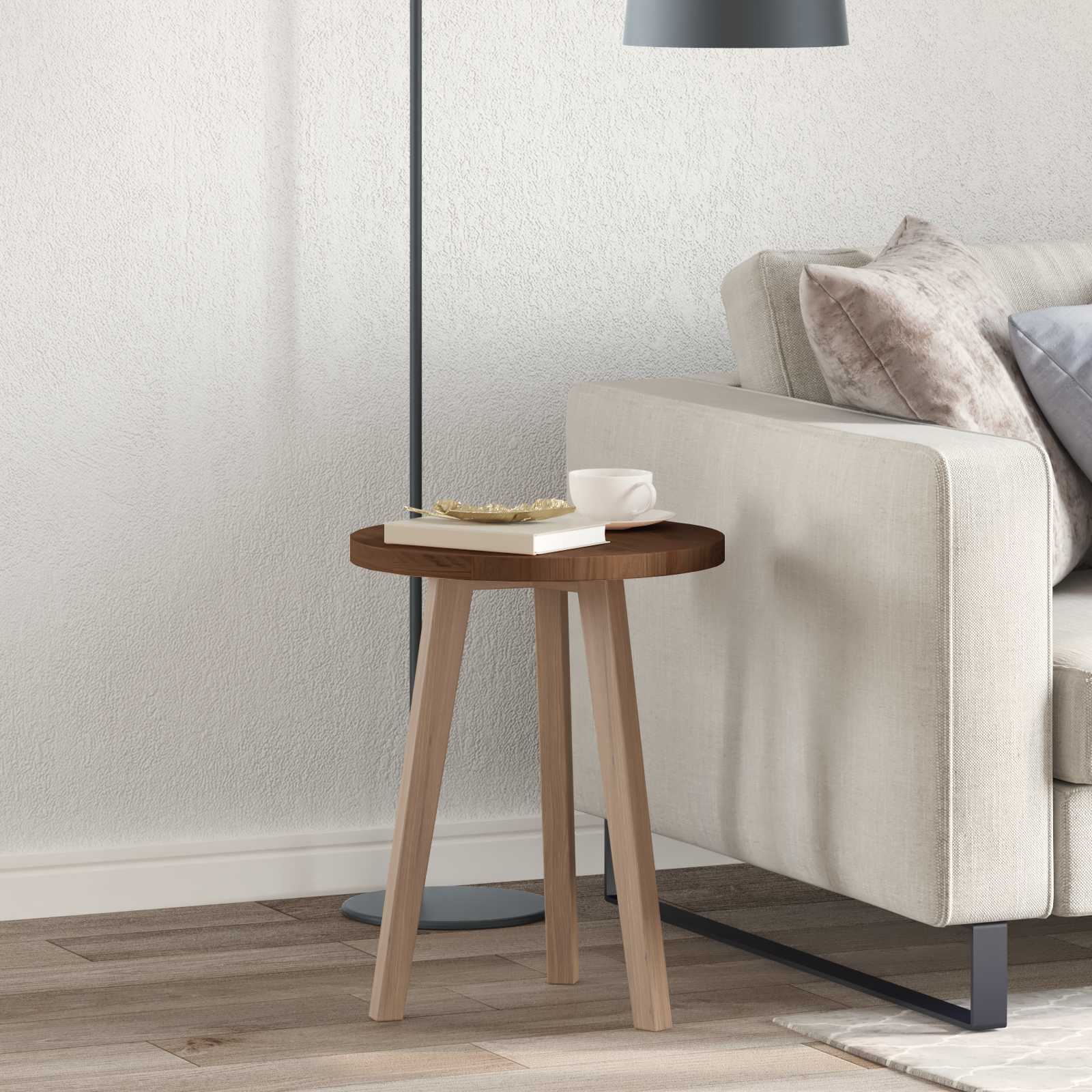 Tafelblad Licht Bruin Ø 50 x 2,5 cm Massief Eikenhout