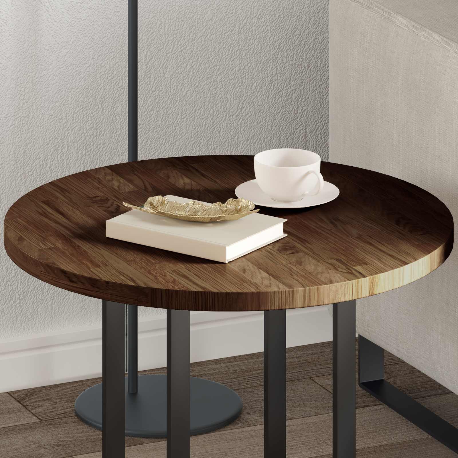 Tafelblad Licht Bruin Ø 60 x 2,5 cm Massief Eikenhout