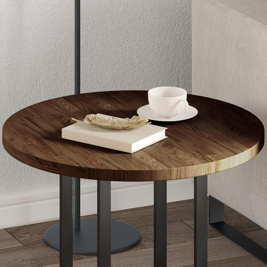 Tafelblad Licht Bruin Ø 60 x 2,5 cm Massief Eikenhout