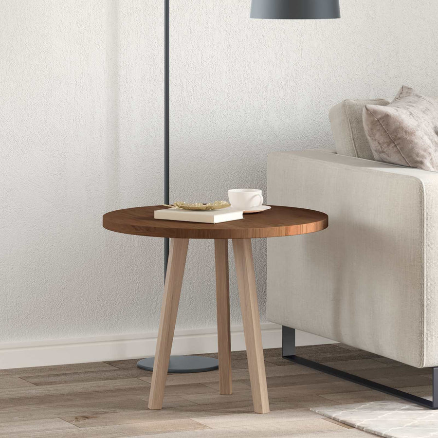 Tafelblad Licht Bruin Ø 60 x 2,5 cm Massief Eikenhout