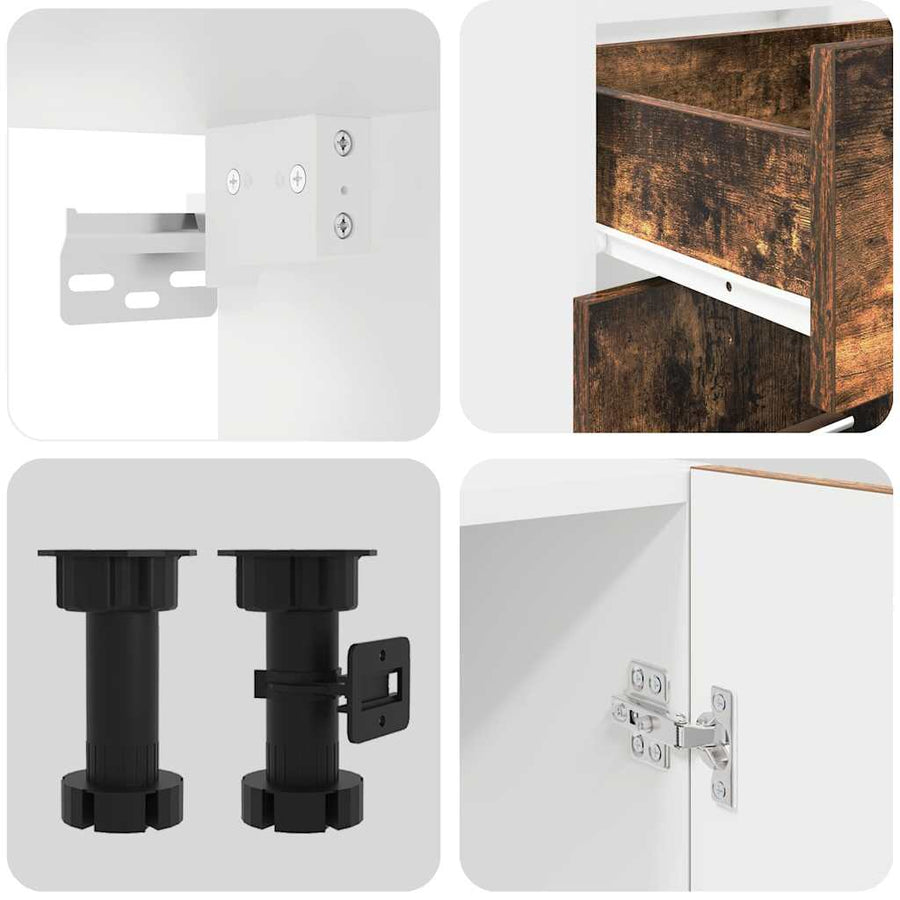 Keukenkastenset Lyon 4 pcs Gerookt eiken 140 x 46 x 81.5 cm