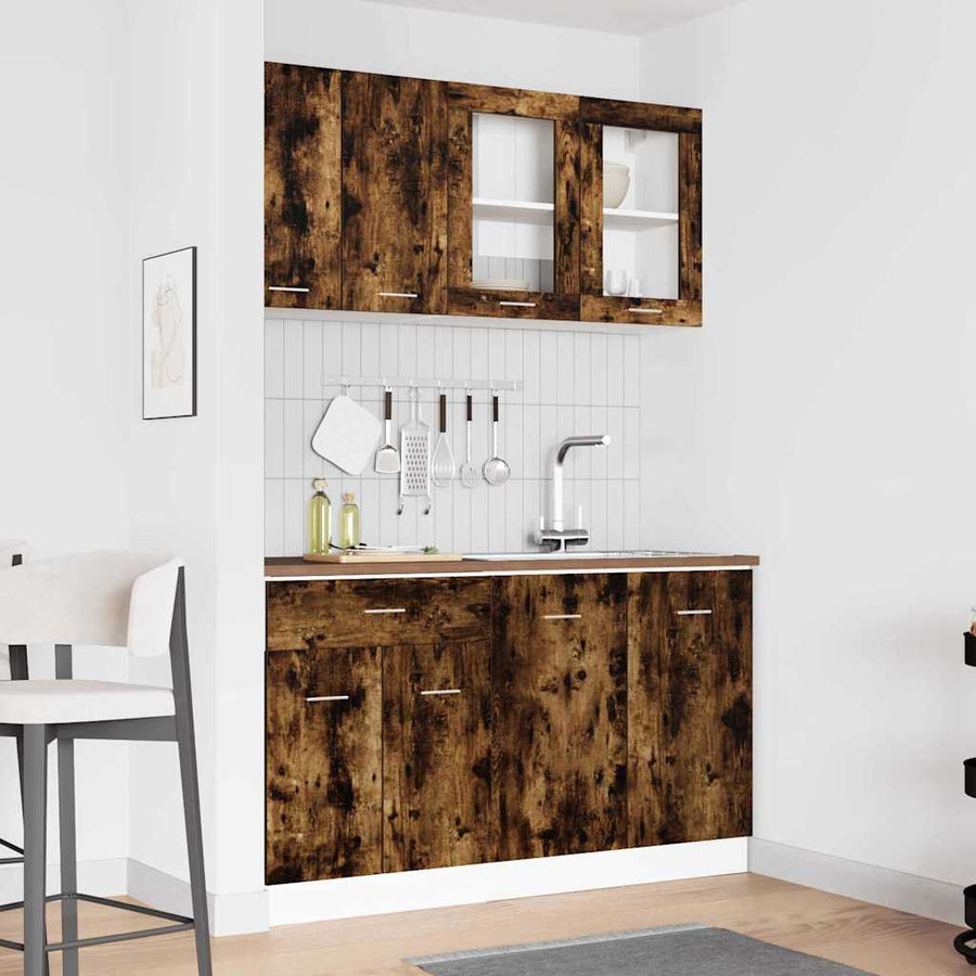 Keukenkastenset Lyon 4 pcs Gerookt eiken 140 x 46 x 81.5 cm