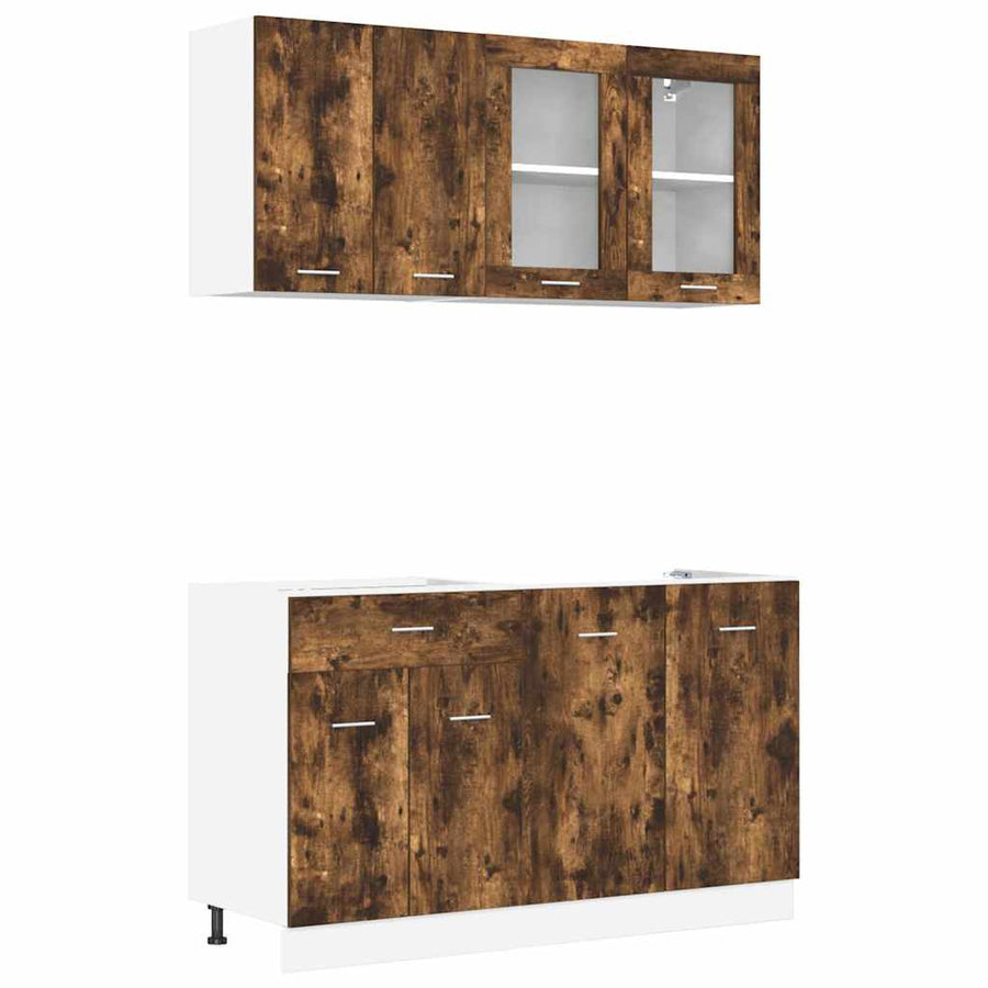 Keukenkastenset Lyon 4 pcs Gerookt eiken 140 x 46 x 81.5 cm