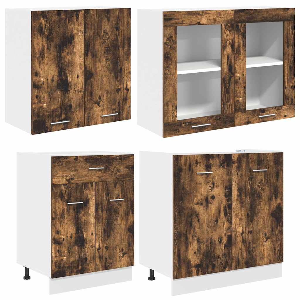 Keukenkastenset Lyon 4 pcs Gerookt eiken 140 x 46 x 81.5 cm