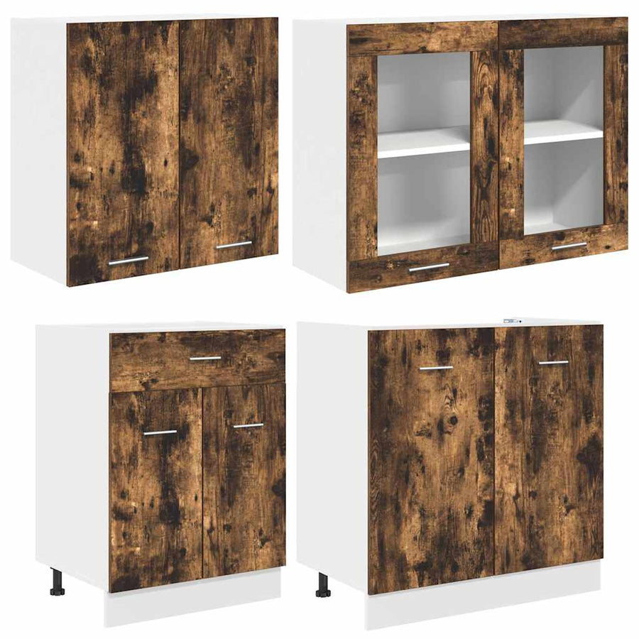 Keukenkastenset Lyon 4 pcs Gerookt eiken 140 x 46 x 81.5 cm