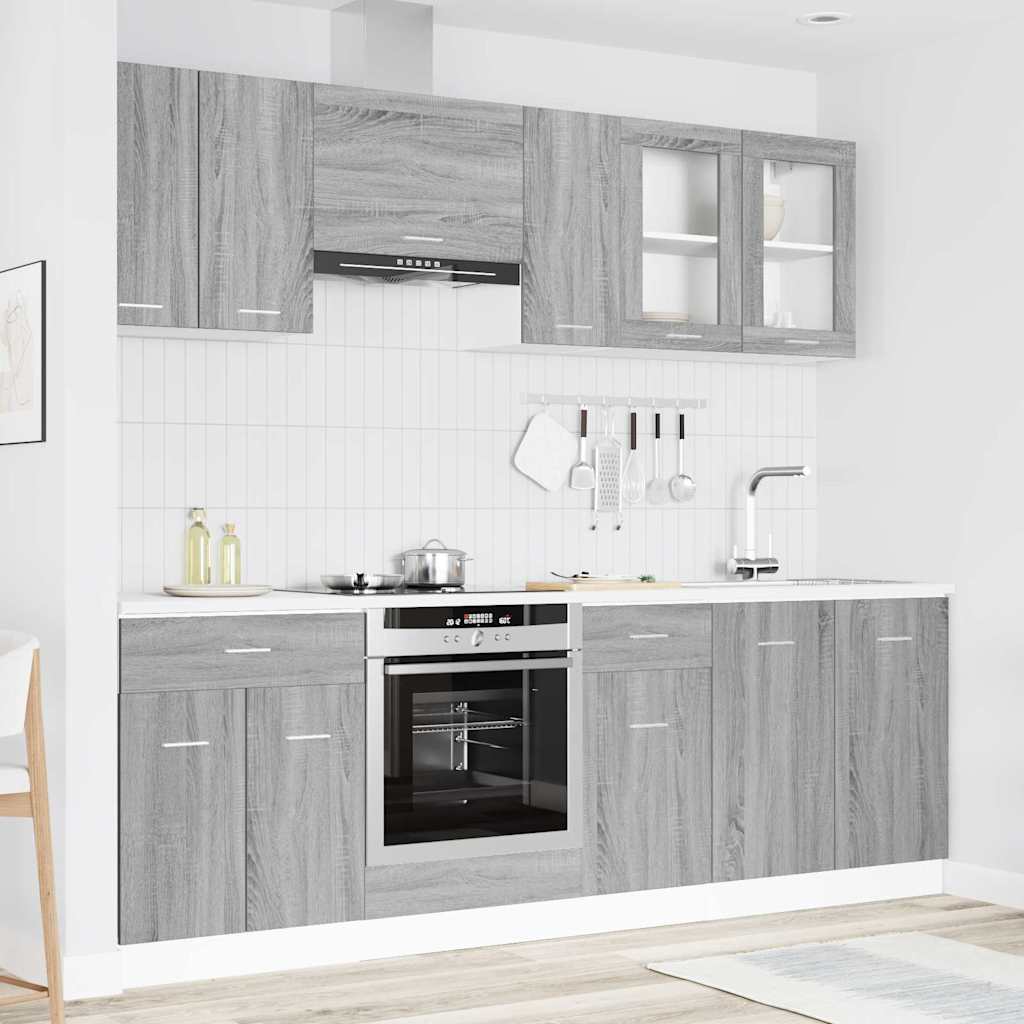Keukenkastenset met lade Lyon 8 pcs Grijs Sonoma Bewerkt hout