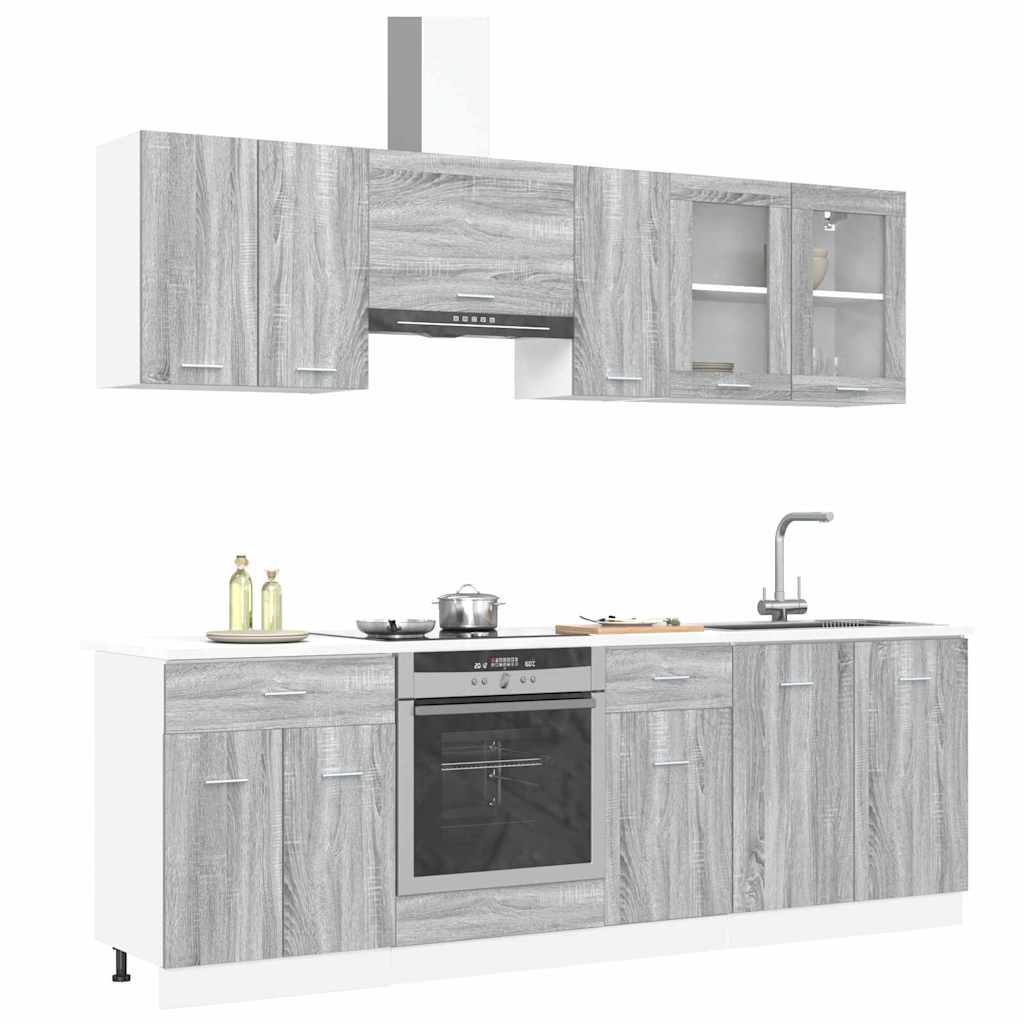 Keukenkastenset met lade Lyon 8 pcs Grijs Sonoma Bewerkt hout
