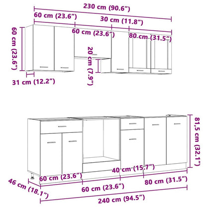 Keukenkastenset met lade Lyon 8 pcs Grijs Sonoma Bewerkt hout