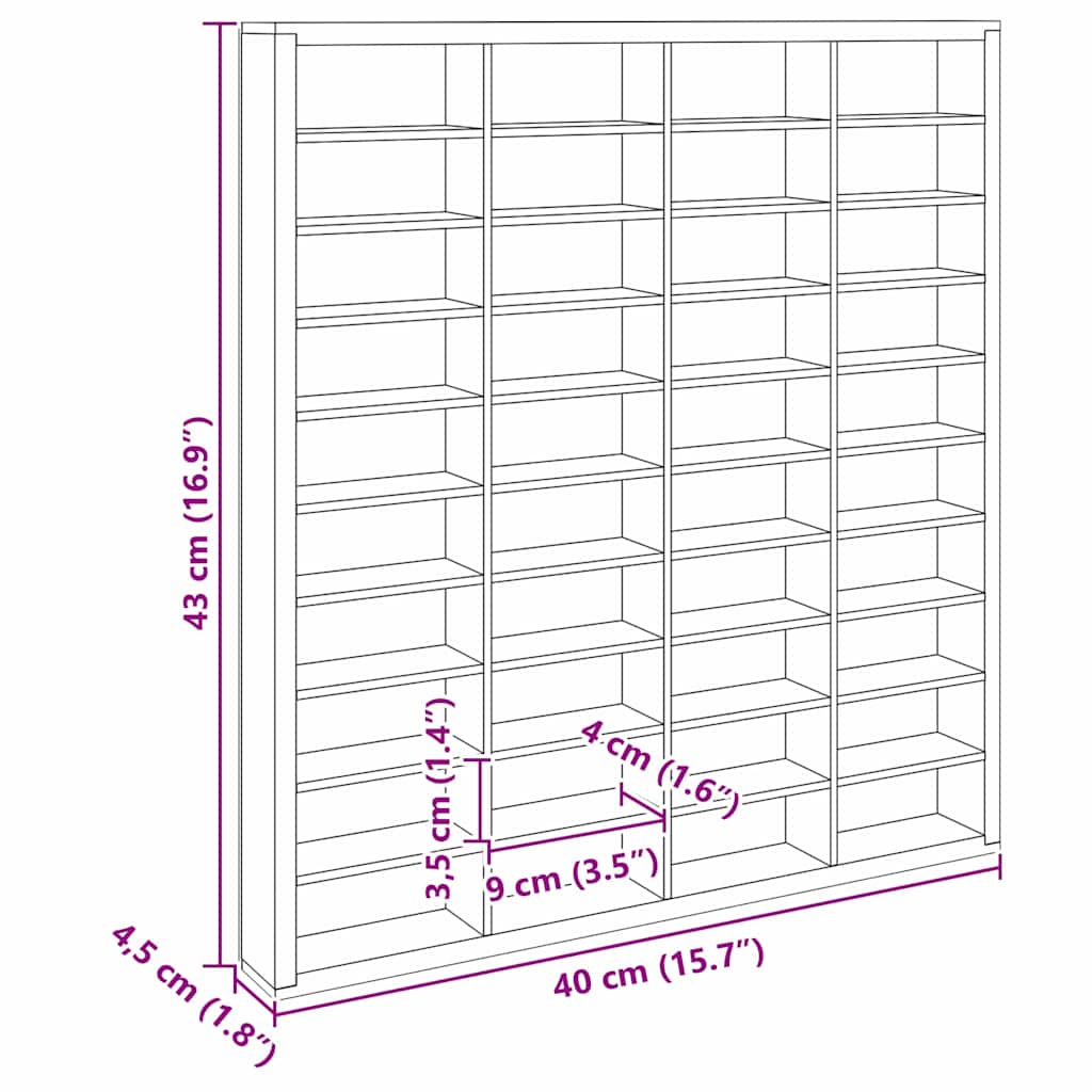 Muurdisplaykast met plank Beige 40 x 4,5 x 43 cm Bewerkt hout