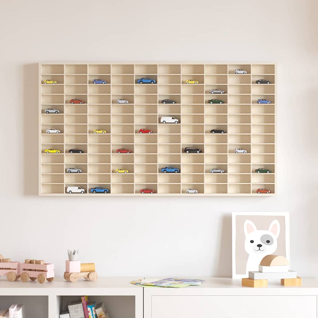 Muurdisplaykast met plank Beige 98 x 4,5 x 55 cm Bewerkt hout