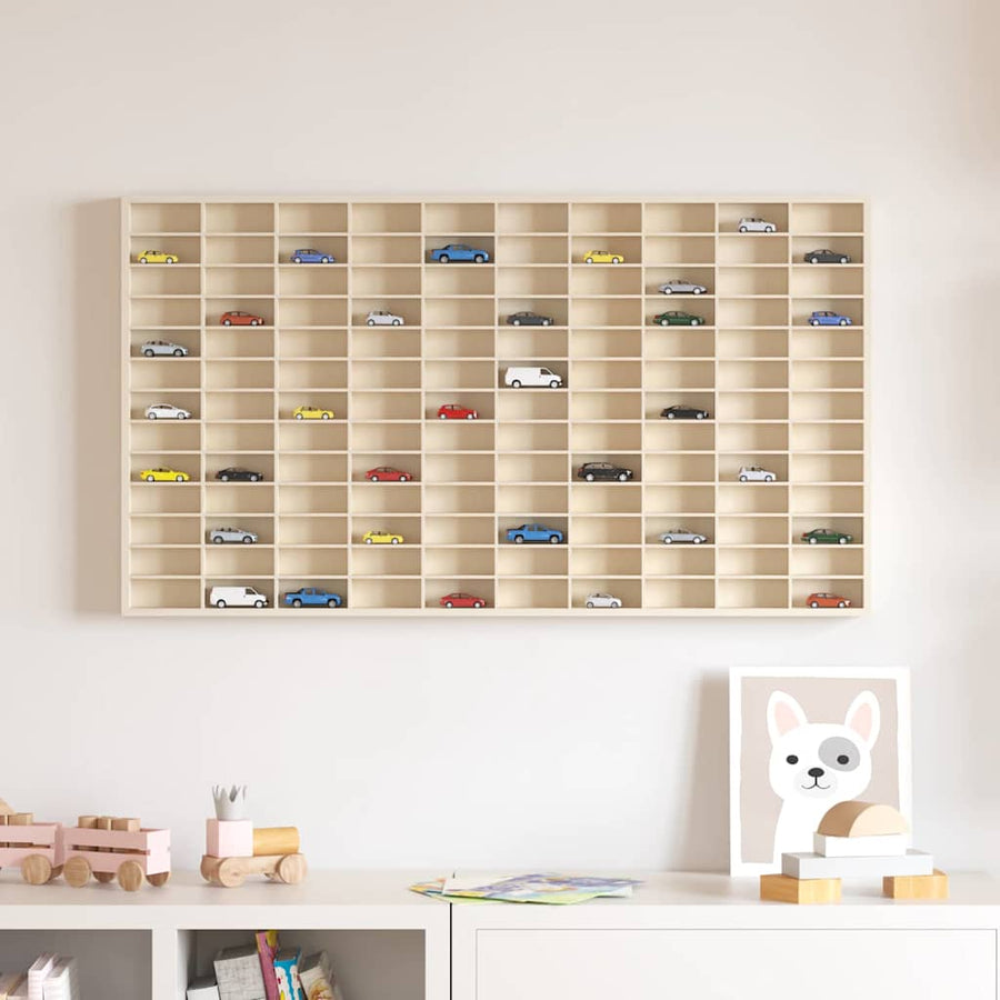 Muurdisplaykast met plank Beige 98 x 4,5 x 55 cm Bewerkt hout