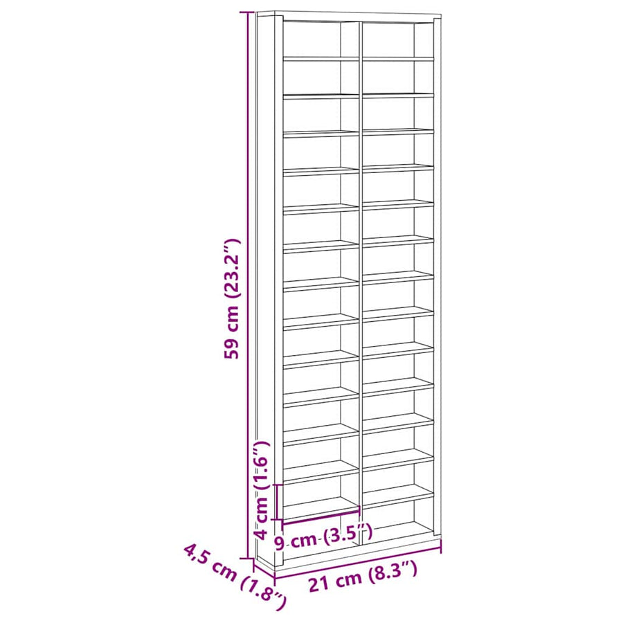 Display Case met opslag Bruin 21 x 4,5 x 59 cm Bewerkt hout