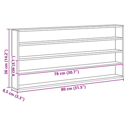 Muurdisplaykast met plank Beige 80 x 8,5 x 36 cm Bewerkt hout
