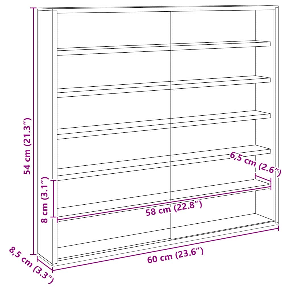 Muurdisplaykast met plank Beige 60 x 8,5 x 54 cm Multiplex
