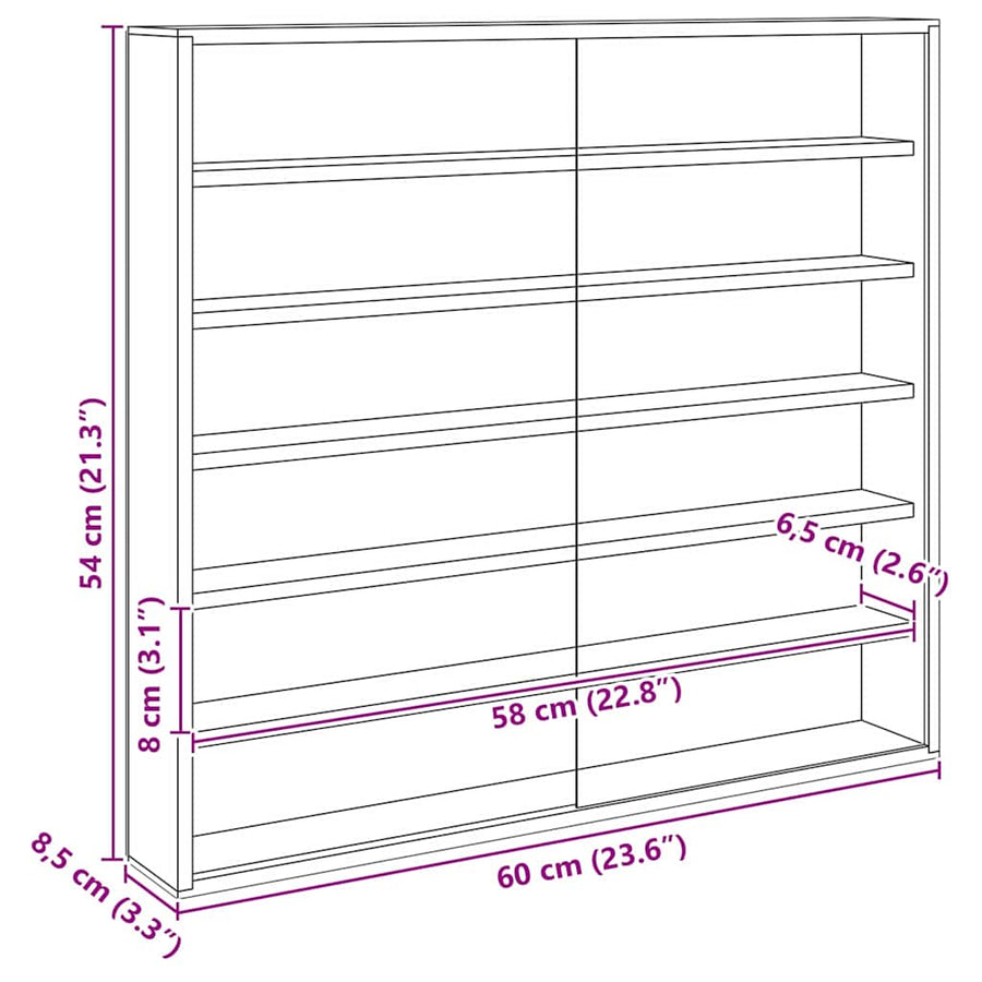 Muurdisplaykast met plank Beige 60 x 8,5 x 54 cm Multiplex