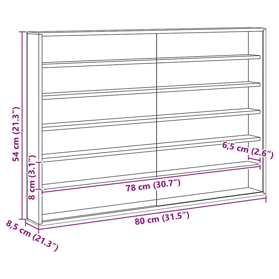 Houten verzameldisplaycase Bruin 80 x 8.5 x 54 cm Multiplex
