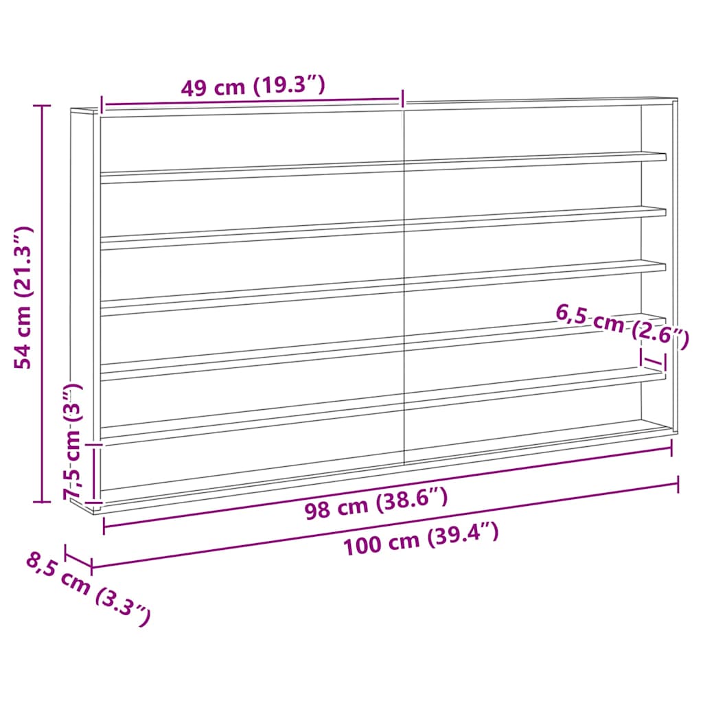 Muurdisplaykast met plank Beige 100 x 8,5 x 54 cm Multiplex