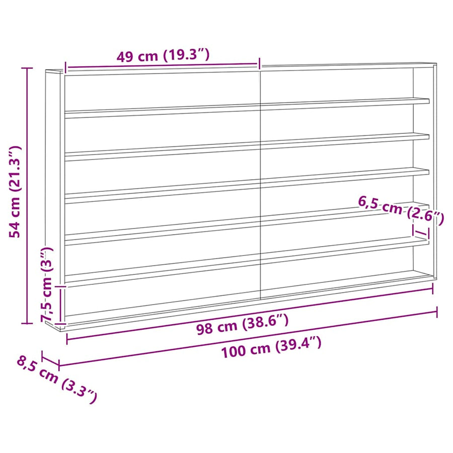 Muurdisplaykast met plank Beige 100 x 8,5 x 54 cm Multiplex