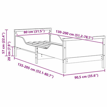 Uitbreidbaar Bedframe voor Kinderen Wit 80 x 130 / 165 / 200 cm