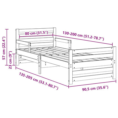 Uitbreidbaar Bedframe voor Kinderen Bruin 80 x 130 / 165 / 200 cm
