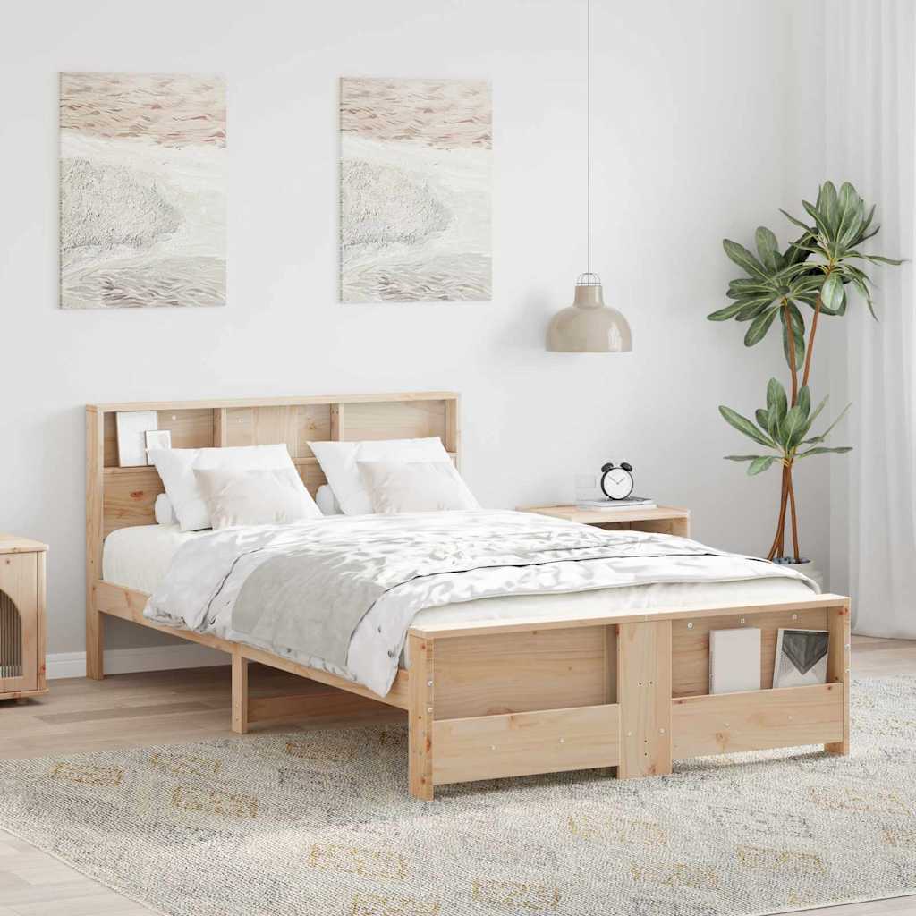 Bedframe met hoofdeinde Bruin 120 x 200 cm Massief grenenhout