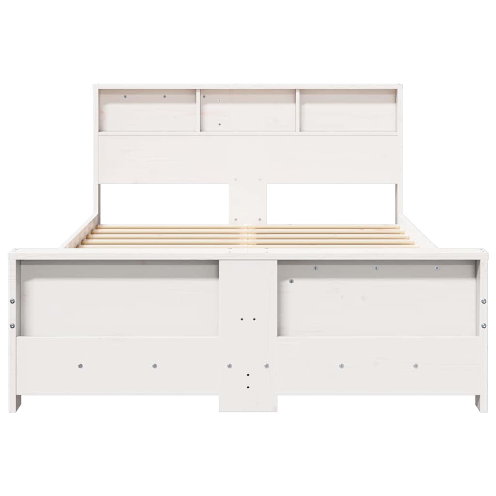 Bedframe met hoofdeinde Wit 120 x 200 cm Massief grenenhout