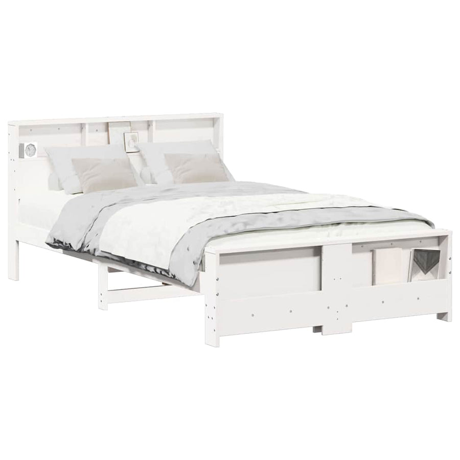 Bedframe met hoofdeinde Wit 120 x 200 cm Massief grenenhout