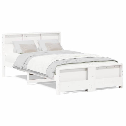 Bedframe met hoofdeinde Wit 120 x 200 cm Massief grenenhout