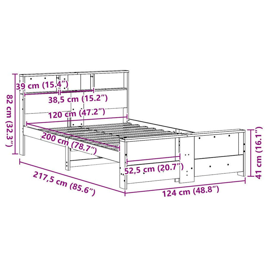 Bedframe Wasbruin 120 x 200 cm Massief grenenhout