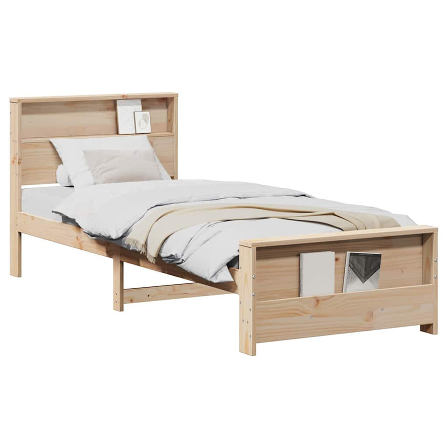 Bedframe met hoofdeinde Bruin 100 x 200 cm Massief grenenhout