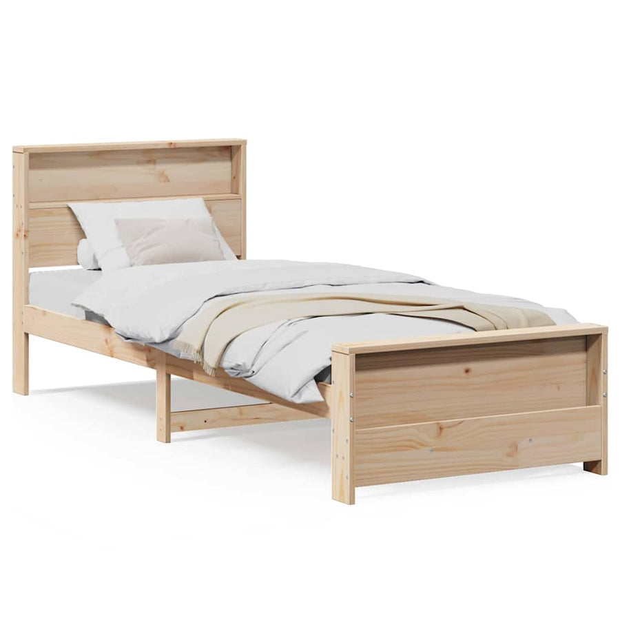Bedframe met hoofdeinde Bruin 100 x 200 cm Massief grenenhout