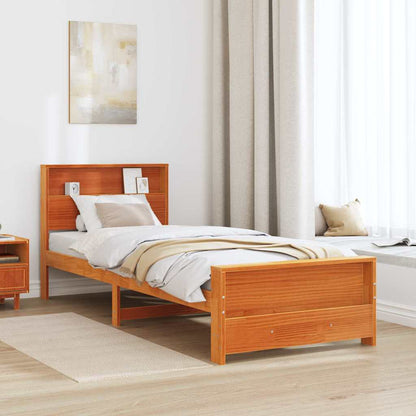 Bedframe met hoofdeinde Wasbruin 90 x 200 cm Massief grenenhout