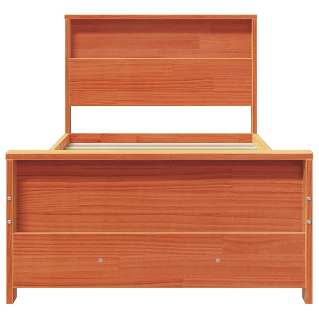Bedframe met hoofdeinde Wasbruin 90 x 200 cm Massief grenenhout