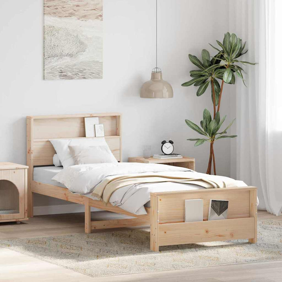 Bedframe met hoofdeinde Bruin 80 x 200 cm Massief grenenhout
