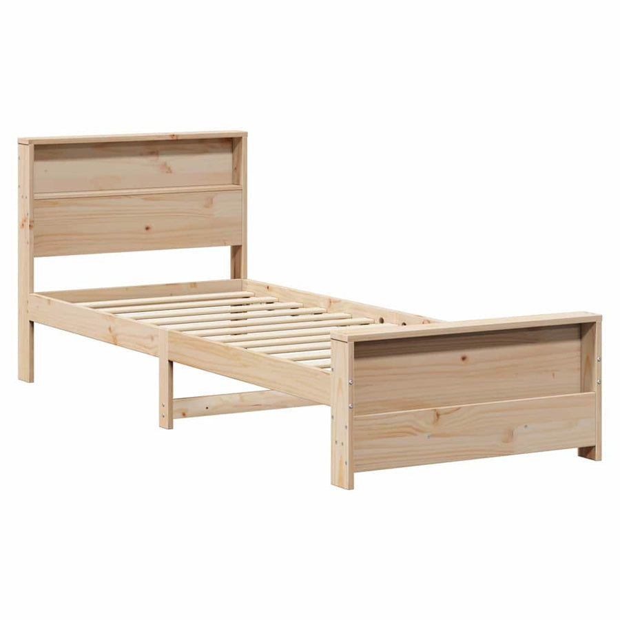 Bedframe met hoofdeinde Bruin 80 x 200 cm Massief grenenhout