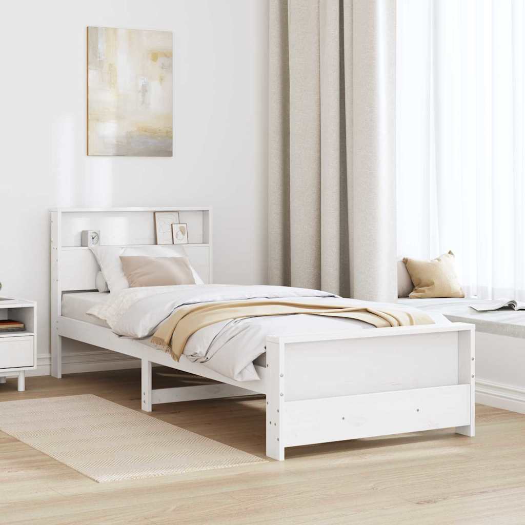 Bedframe met hoofdeinde Wit 80 x 200 cm Massief grenenhout