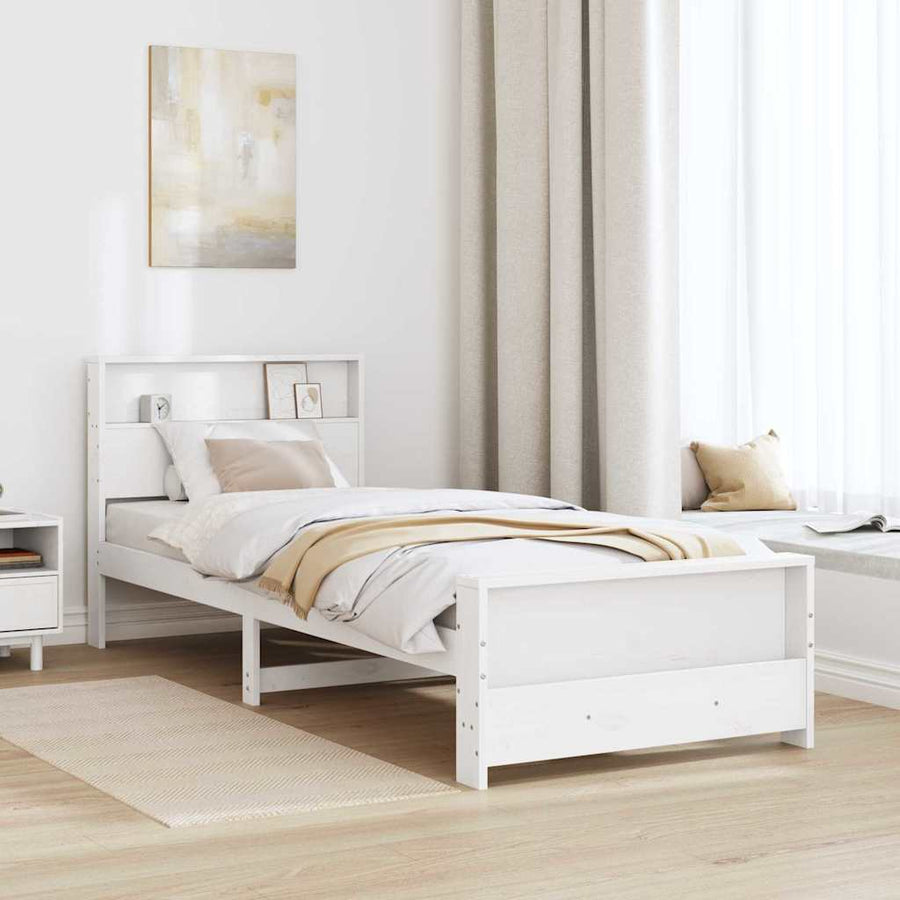 Bedframe met hoofdeinde Wit 80 x 200 cm Massief grenenhout