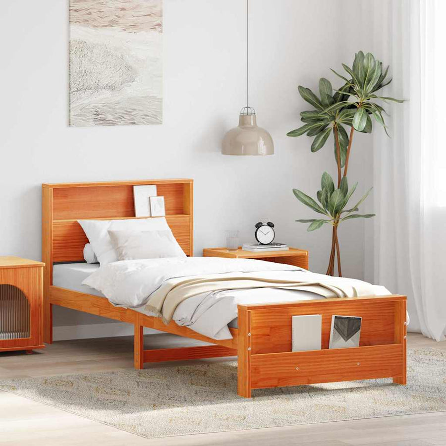 Bedframe met hoofdeinde Wasbruin 80 x 200 cm Massief grenenhout