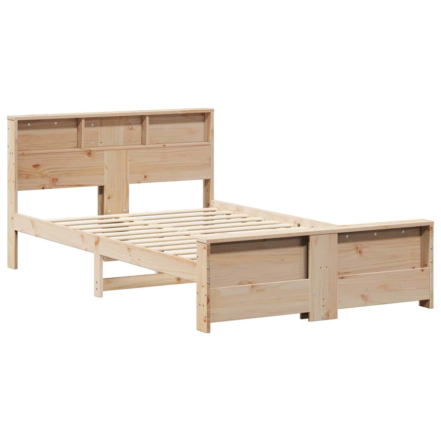 Bedframe met hoofdeinde Bruin 140 x 190 cm Massief grenenhout