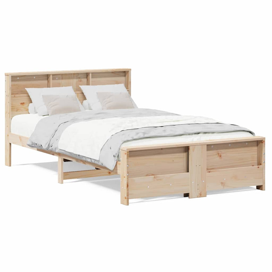Bedframe met hoofdeinde Bruin 140 x 190 cm Massief grenenhout
