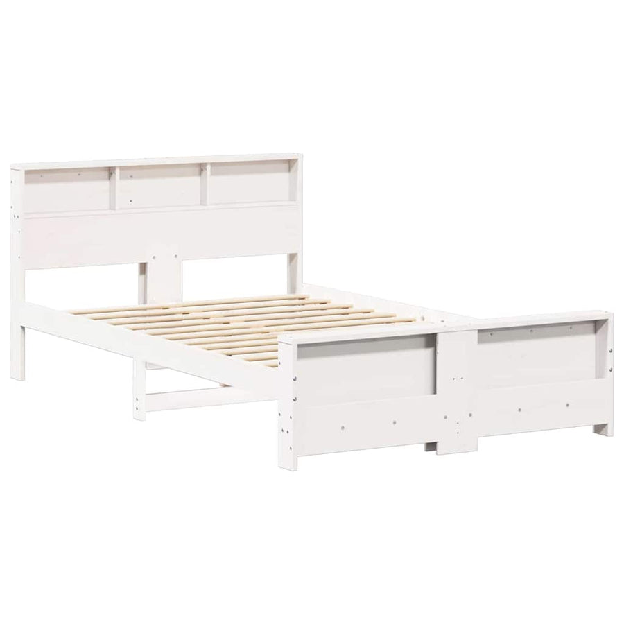 Bedframe met hoofdeinde Wit 140 x 190 cm Massief grenenhout