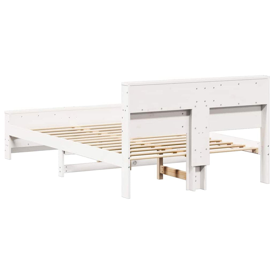 Bedframe met hoofdeinde Wit 140 x 190 cm Massief grenenhout