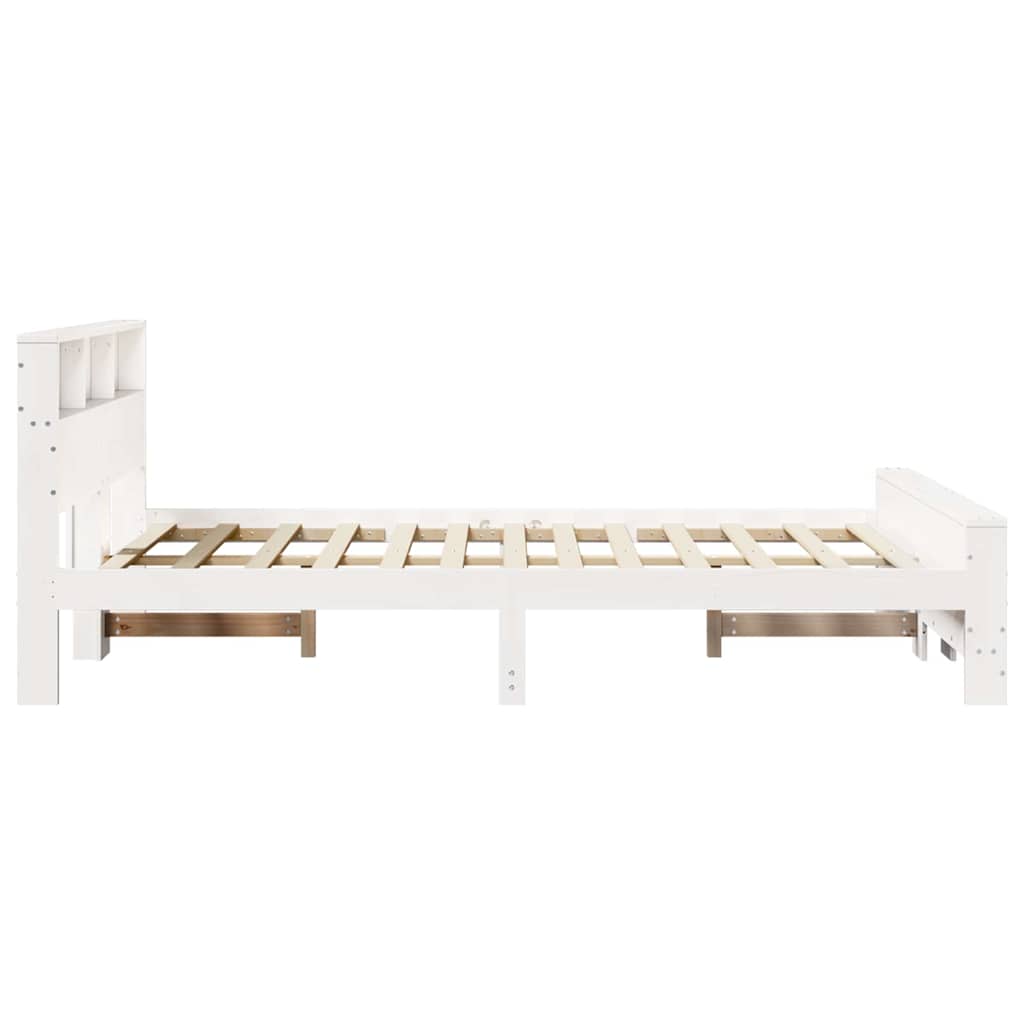 Bedframe met hoofdeinde Wit 140 x 190 cm Massief grenenhout