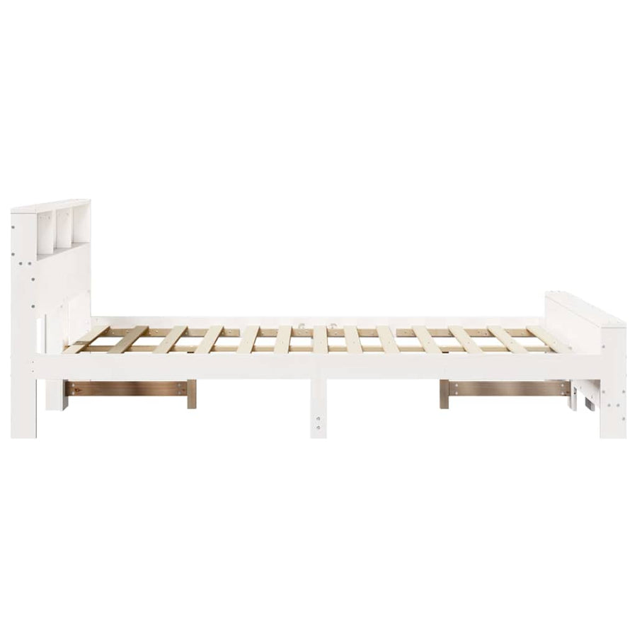 Bedframe met hoofdeinde Wit 140 x 190 cm Massief grenenhout