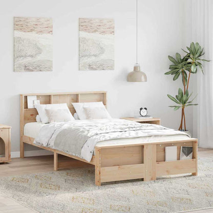 Bedframe met hoofdeinde Bruin 135 x 190 cm Massief grenenhout